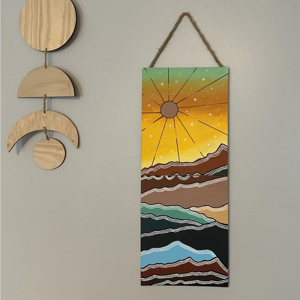 Boho Hippie Sunset Desert Hills Hand Painted Wall Decor